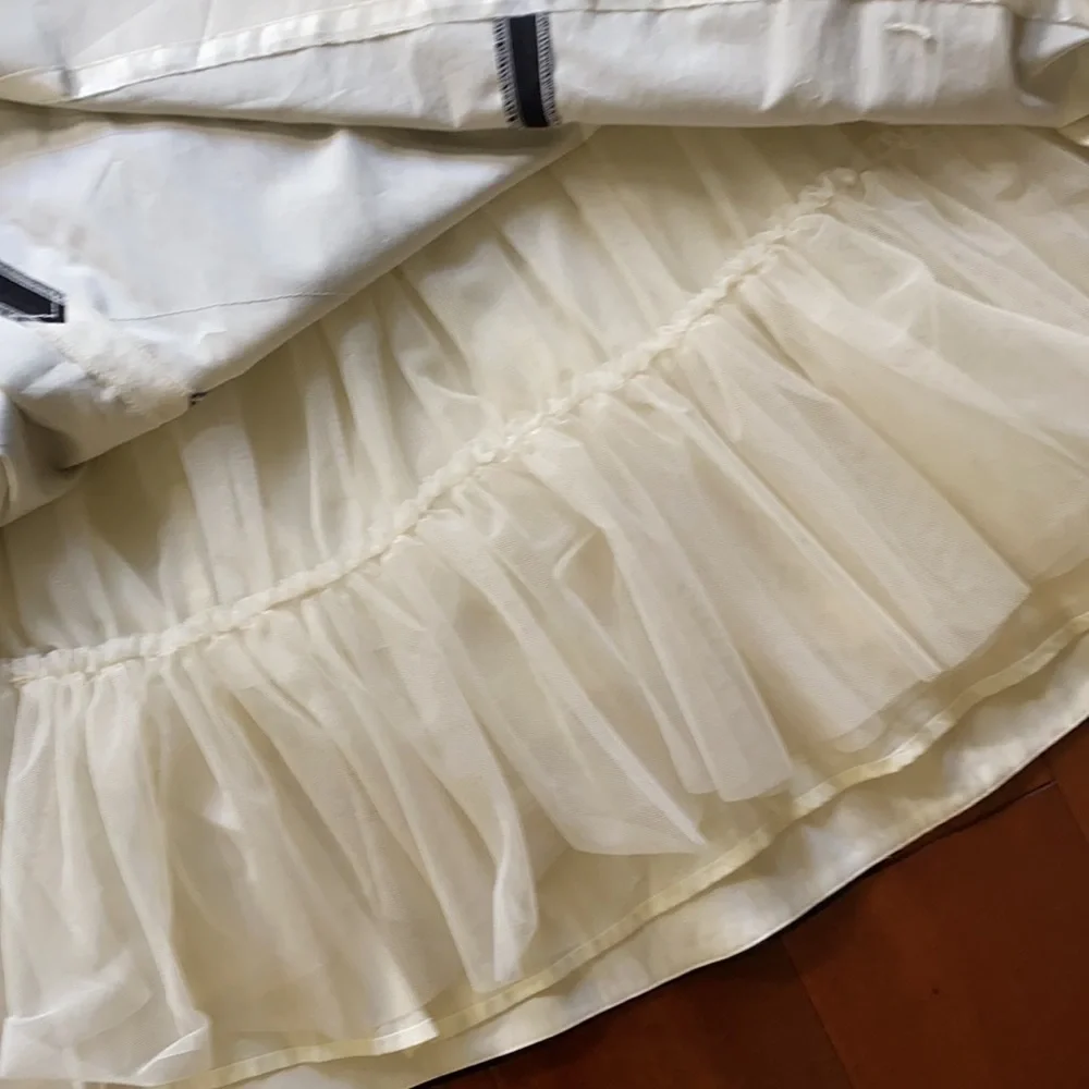 Anthropologie Cream and black Meadow Rue chevron tulle skirt
